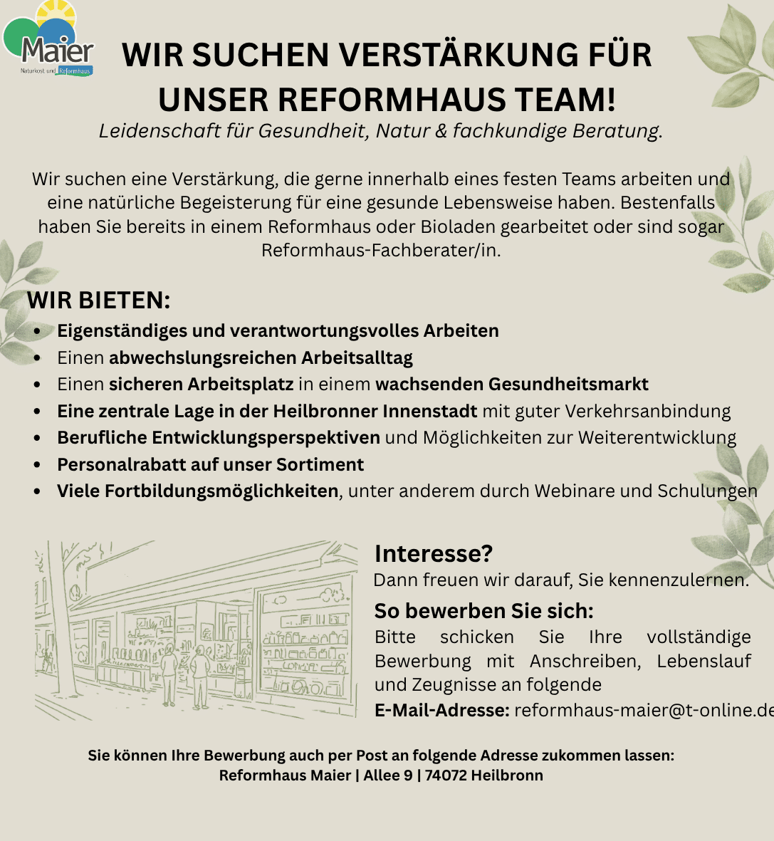 Wir suchen Verstärkung für unser Reformhaus-Team